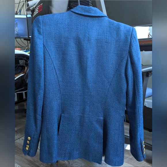 EUC Smythe women's single-breasted textured peak lapel blazer, royal blue size 6 - Picture 3 of 16